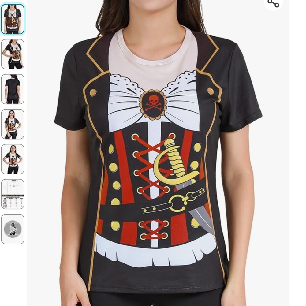 Women’s pirate costume T-shirt, Adult size Medium